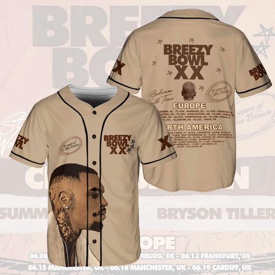 Discover Unisex Breezy Tour Baseball Jersey, Chris Brown Jersey