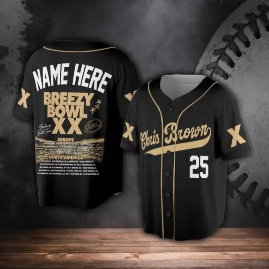 Discover Chris Breezy Tour 2025 Baseball Jersey