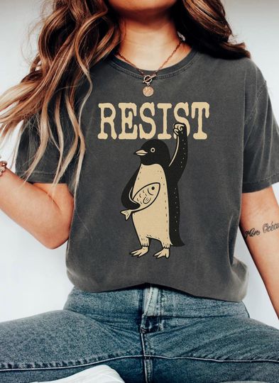 Discover Penguins Resist Shirt, Flippers Up T-shirt, Heard Island Shirt, Penguins Against Tariffs Tee