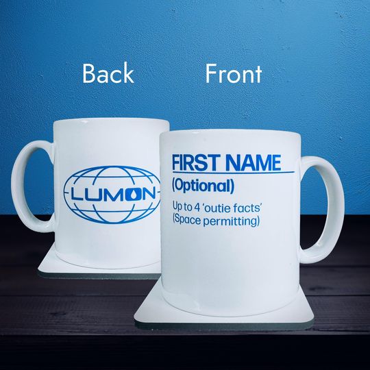 Discover Your outie's facts - personalised Lumon ceramic mug for Severance fans
