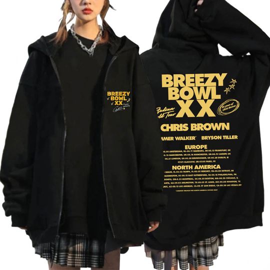 Discover Rapper Chris Brown Breezy Bowl XX Tour Zip Up Hoodies
