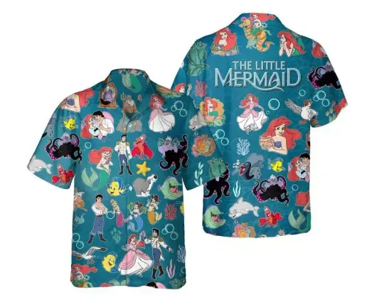 Discover Enchanting The Littlee Mermaidd Characters Group Summer Beach Trip Hawaiin Shirt