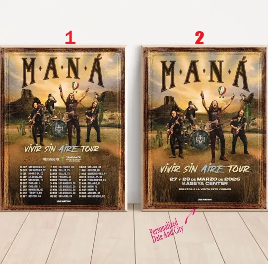Discover Custom MANÁ – VIVIR SIN AIRE 2025 TOUR Poster