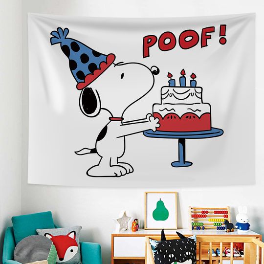 Discover Snoopy Happy Birthday Tapestries, Room Decor