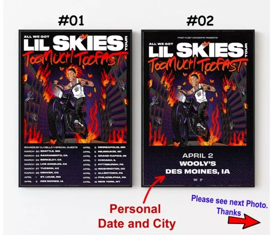 Discover All We Got Lil Skies Tour Flyer 2025 Poster, Custom Date and City