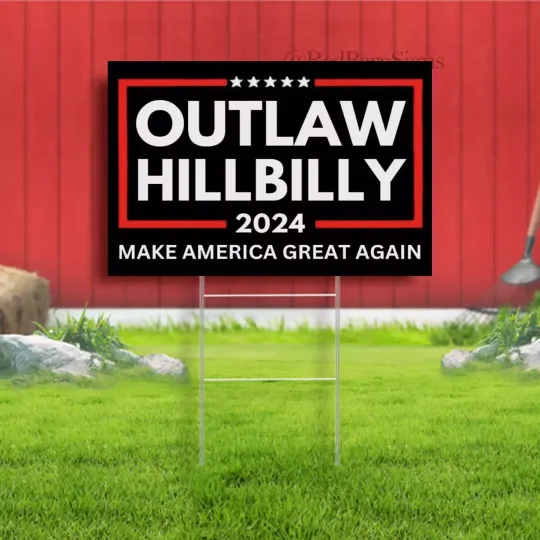 Discover Outlaw Hillbilly Trump Vance Yard Sign Trump 2024 Lawn Sign With Metal H Stake