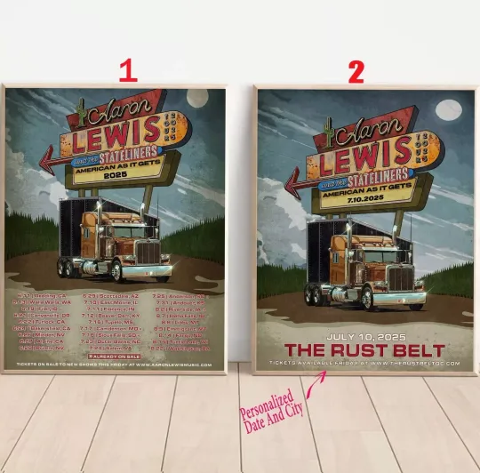 Discover Custom Aaron Lewis And The Stateliners The American As It Gets Tour 2025 Poster