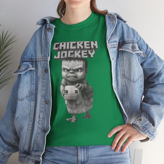 Discover Minecraft Movie Chicken Jockey Unisex Hilarious Shirt, Gamer Gift, Cartoon Graphic Shirt