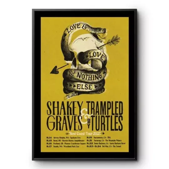 Discover NEW Shakey Trampled & Graves By Turtles West Coast Tour 2025 Poster