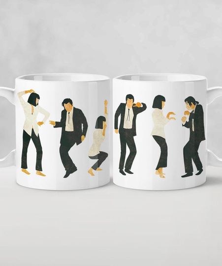 Discover Pulp Fiction Dance Mug - Jack Rabbit Slims / Mia Wallace Vincent Vega Minimalist movie
