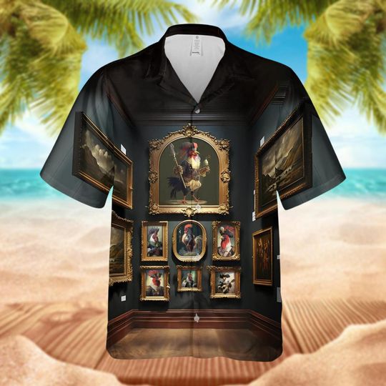 Discover Royal Rooster 3D Hawaii Shirt, Funny Chickens Hawaii Shirt, Animal Hawaiian Shirt