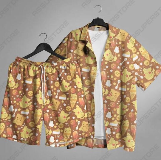 Discover Yellow Pika Hawaiian Shirt Pika Button-Up Shirt and Short