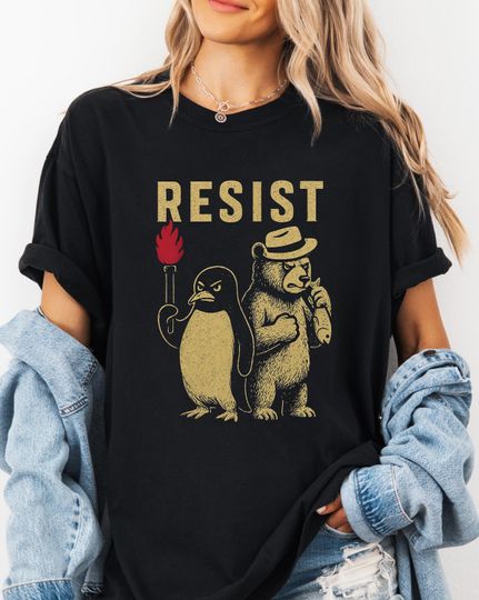 Discover Penguins Tariffs Shirt, SMOBEAR Resist Shirt, Funny Anti Trump Shirt