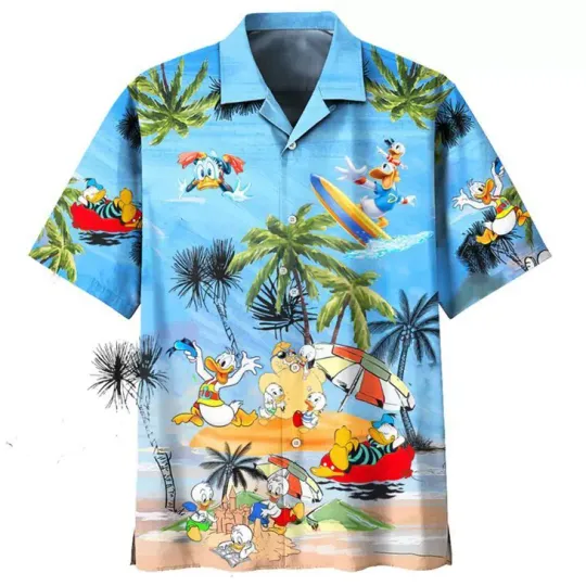 Discover Donald Duckk Family Summer Beach Vacation Tropical Palm Tree Hawaiian Shirt