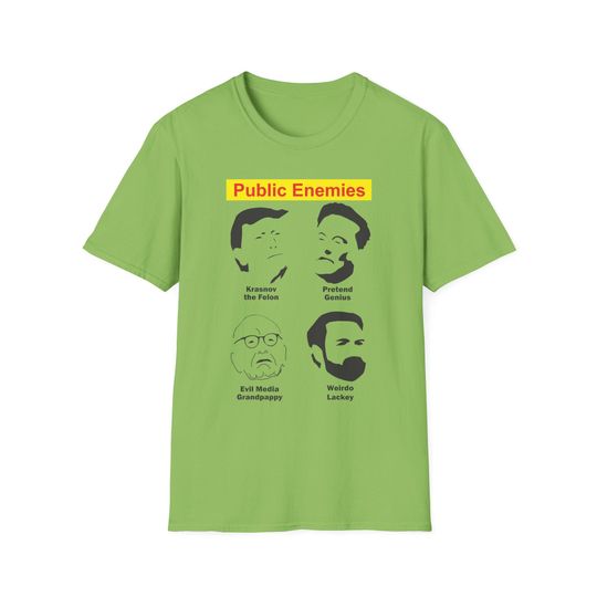 Discover PUBLIC ENEMIES Elon Felon Donald Trump Vance Murdoch oligarchs anti trump t-shirt