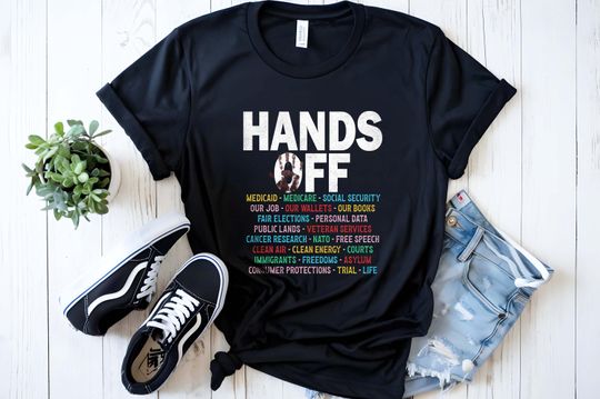 Discover Hands Off Protest Shirt, Political Activism Tee, Save Public Lands Medicare Social Security Free Speech Environmental Rights T-Shirt