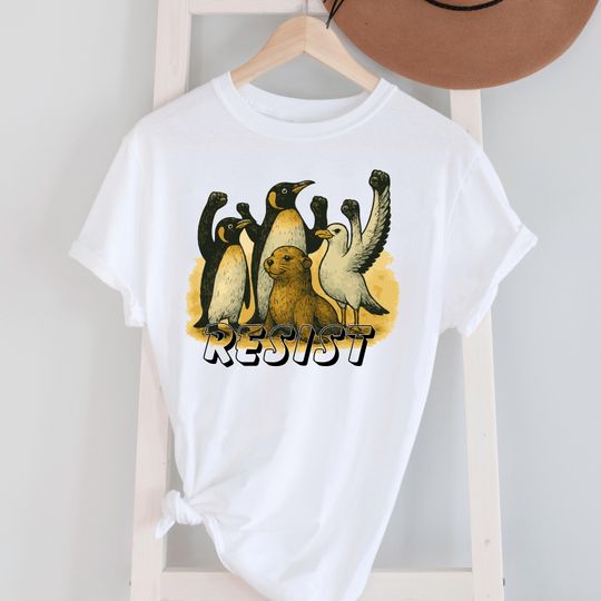 Discover Penguins RESIST Shirt, Flippers Up Tee, Heard Island Shirt, Subtle FDT Shirt
