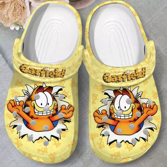 Discover Soft And Breathable Garfield Yellow Clogs