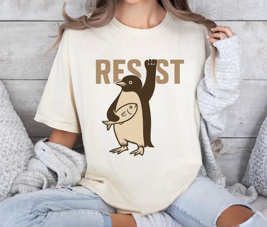 Discover Penguins Resist Shirt, Anti Trump Tee, Penguins Protest T-Shirt, Activist Shirt