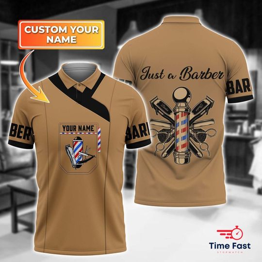 Discover 3D Full Printed Polo Shirt For Barber Custom Name Barber Polo Shirt for Men