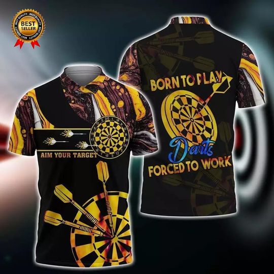 Discover Born To Play Darts 3D Polo Shirt Gift for Dad Father Day Gift