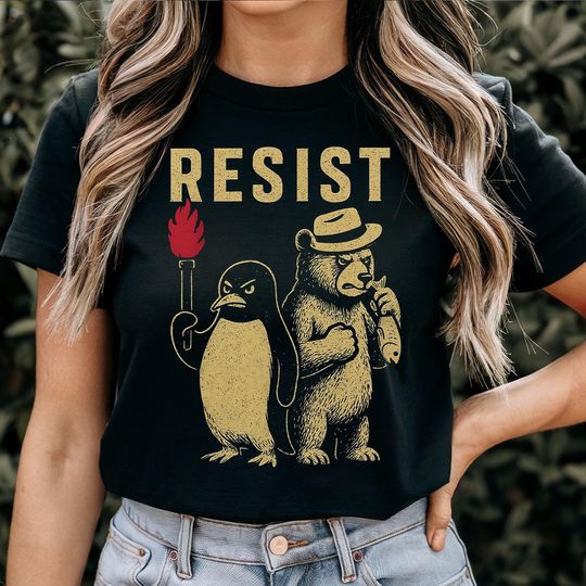 Discover Resist Penguin Activism TShirt, Anti-Trump TShirt, Resist Penguin TShirt, Penguin lover
