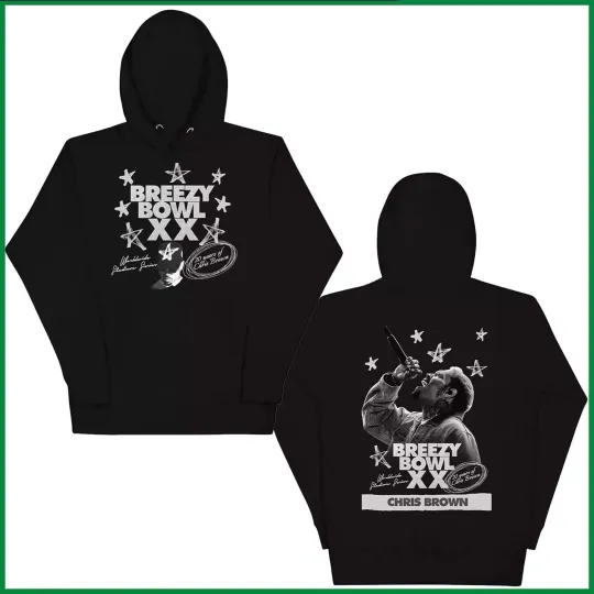 Discover Chris Brown Signatures Hoodie, 2025 Chris Brown Breezy Bowl XX Tour Hoodie