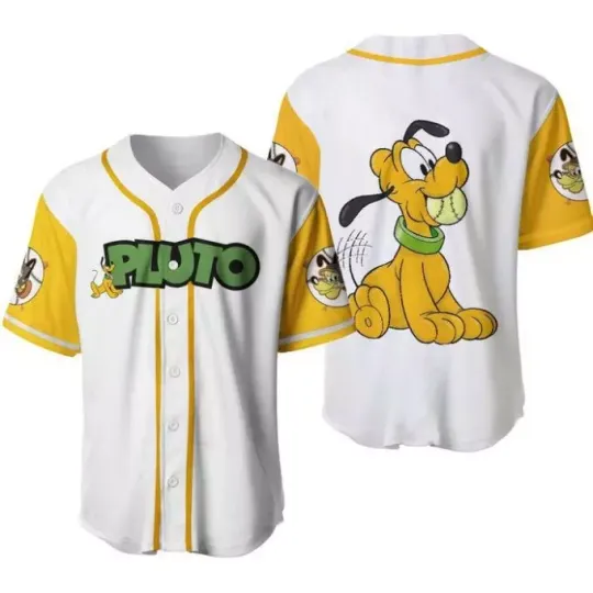 Discover plutoo Dog Yellow White Disneyyy Unisex Cartoon Graphic Outfits Custom Baseball Jersey