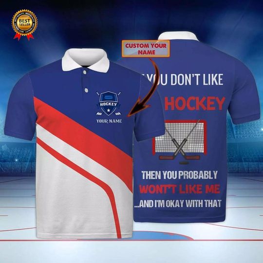 Discover 3D Hockey Polo Shirt Personalized Name 3D Polo Shirt For Hockey Lover Gift for Dad