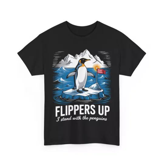 Discover Resist Flippers Up I Stand With Penguins T-shirt, Penguin Tariffs Shirt