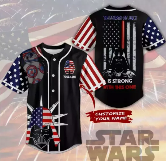 Discover Personalized Starr Warss Darthh Vaderr The 4th Of July 3D Baseball Jersey Shirt