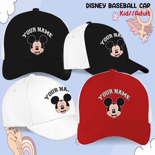 Discover Custom Disneyyy Mickeyy Face Baseball Cap, Custom Name Disneyyy