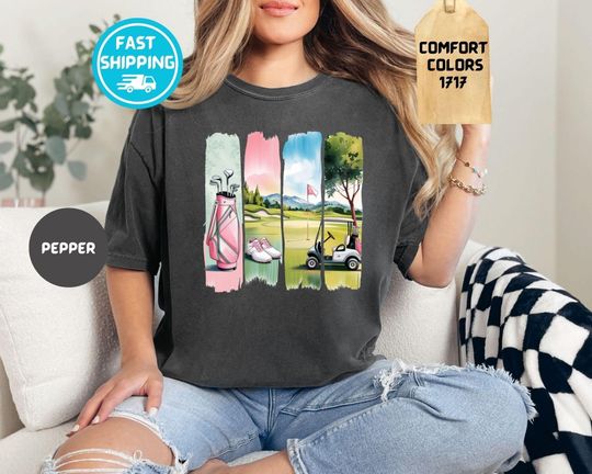 Discover Comfort Colors Preppy Watercolor Golf Shirt, Funny Golf Lover Shirt, Golf Season
