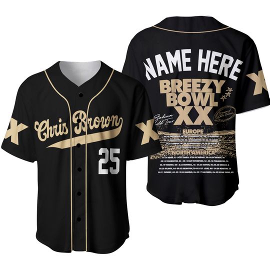 Discover Chris Breezy Tour 2025 Baseball Jersey