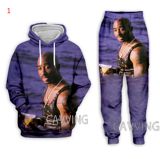 Discover Fashion Women/Men's 3D Print 2PAC TUPAC Hoodies Pants Trouser Suit