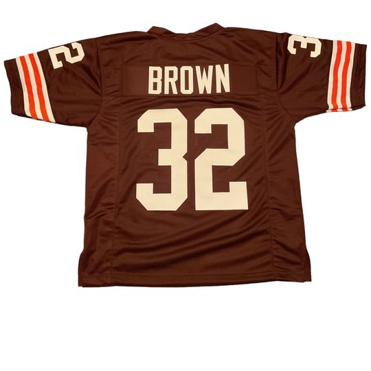 Discover CUSTOM Number Sewn Stitched Jim Brown Brown Jersey