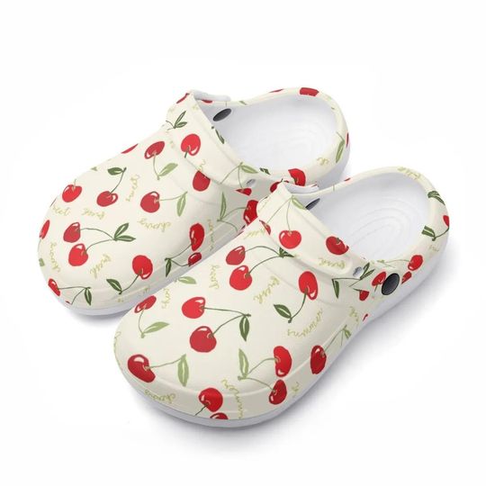 Discover Women's Garden Clogs  Comfortable Garden Shoes with Cherry Pattern  Closed Rubber Clogs