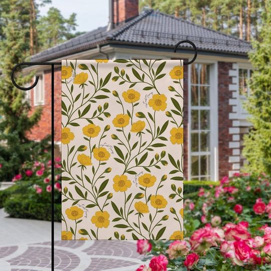 Discover Subtle Anti Pre Garden Flag  Boho Floral Political Yard Banner