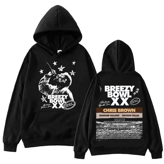 Discover Chris Brown Breezy Bowl XX Tour Double Sided Hoodie