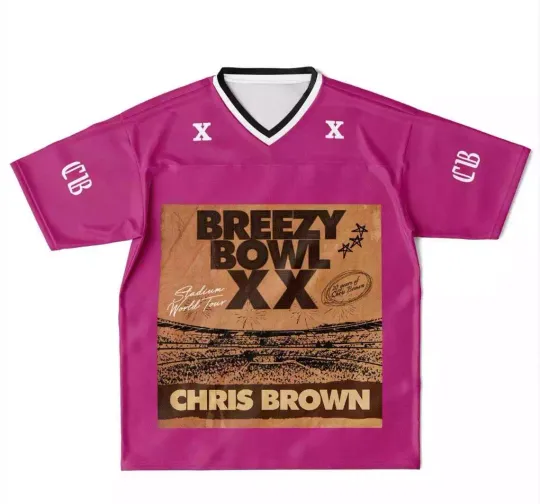 Discover chris brown x x jersey pink – breezy bowl 11:11 tour concert shirt – fan merch