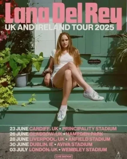 Discover Lana Del Rey 2025 Tour Poster 26 June Glasgow Poster Concert Tour For Lana Fans