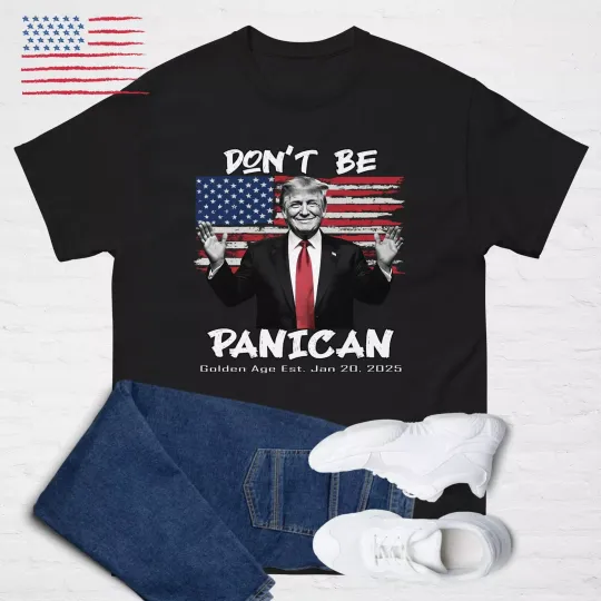 Discover DON'T BE PANICAN Trump Shirt Tariffs Stock Market MAGA Golden Age Musk T-shirt