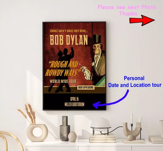 Discover Bob Dylan Rough And Rowdy Ways Tour 2025 Poster, Custom Date and City tour