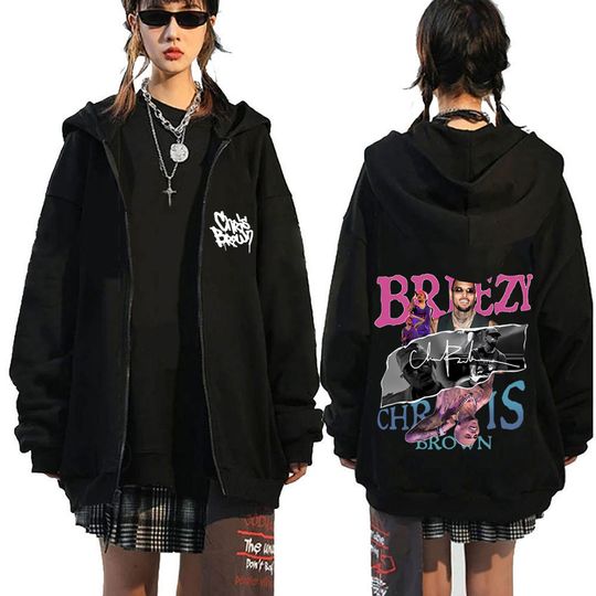 Discover Rapper Chris Brown Double Sided Zip Hoodies