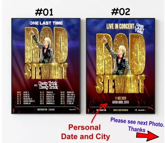 Discover Rod Stewart In Concert 2025 Poster, Custom Date and City