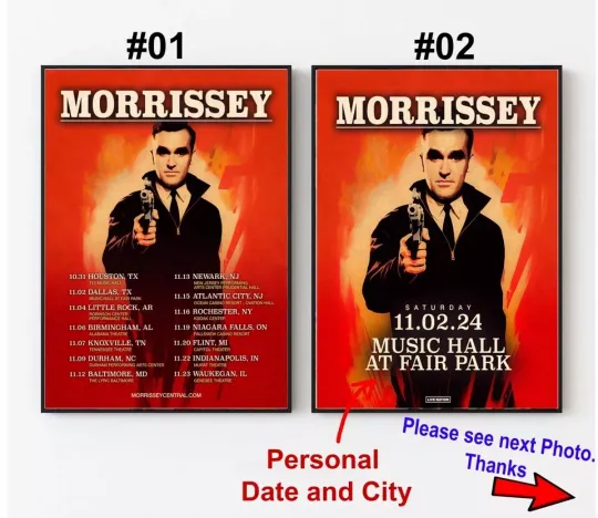 Discover Morrissey 2024 Tour Poster, Custom Date and City