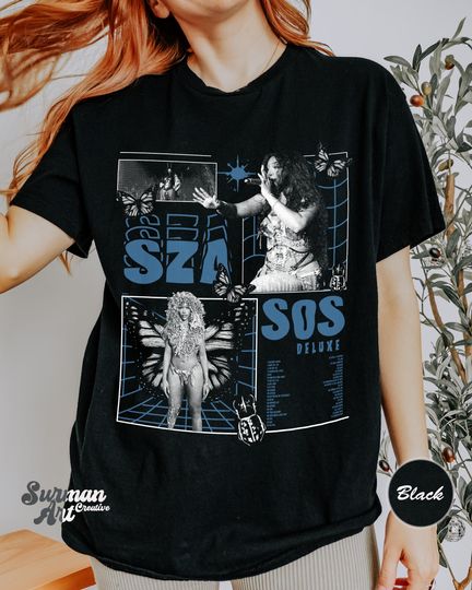 Discover SZA Sos Deluxe Vintage T-Shirt, SZA Brutalism graphic Shirt