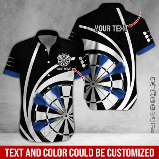 Discover Customized Name Text Darts Hawaiian Shirt Personalized Darts Team Uniform