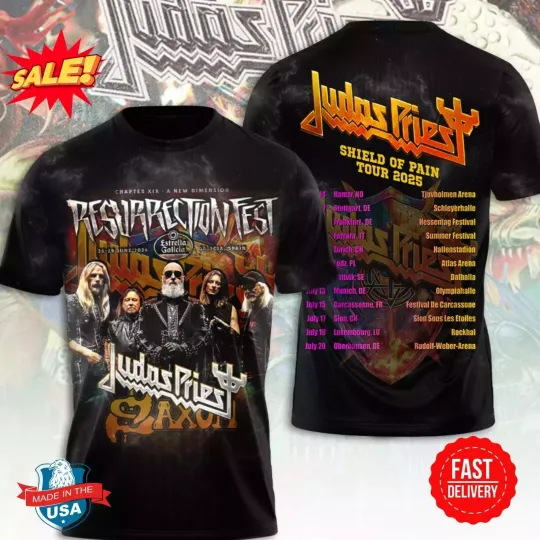 Discover 2025 Tour Judas Priest 3D T-Shirt New For Fan