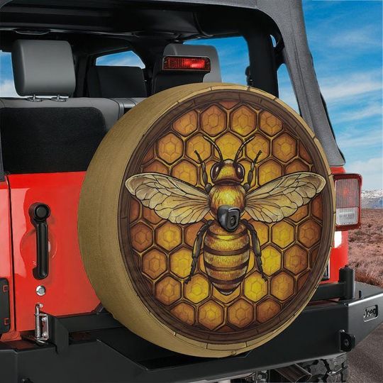 Discover Spare Tire Honeycomb Bee Cover
